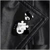 Broches Broches Style Punk Broche Femme Visage Épingles En Émail Horreur Jigsaw Puzzle Badge Effrayant Noir Et Blanc Broche Denim Veste Revers Goth Dhrpi