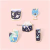 Pins Brooches Starry Sky Bottles Enamel Pins Custom Universe Sea Planet Brooch Lapel Badge Bag Cartoon Astronomy Jewelry Gift For K Dh0Tk