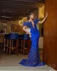 Arabic Aso Ebi Mermaid Luxurious Prom Dresses Beaded Crystals Evening Formal Party Second Reception Birthday Engagement Gowns Dress