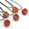 Pendant Necklaces Natural Red Agate Stone Square Shape Necklace For Wedding Party Birthday Gift Accessories Jewelry