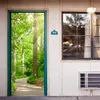 Adesivos de parede verde floresta ponte autoadesivo porta papel de parede 3d pvc decoração de casa adesivo praia sol paisagem pôster mural decalque deursticker 230717