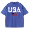 T-shirts pour hommes Usa Letters Drapeau américain Stars And Stripes T-Shirt Hommes Hip Hop Coréen Luxe Mode Oversize Tshirt Cotton Street Casual