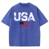 メンズTシャツUSAレターアメリカンフラッグスターズアンドストライプTシャツメンヒップホップ韓国の高級ファッション特大Tシャツコットンストリートカジュアル