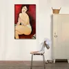 Zeitgenössische Wandkunst, großer sitzender Akt, Amedeo Modigliani, berühmtes Gemälde, handgefertigt, moderne Musik, Raumdekoration