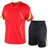 Fatos de treino masculino Badminton Running Sportwear Fitness T-shirt de manga curta Shorts 2 peças Plus Size 5XL Conjunto de treino de verão masculino MY427