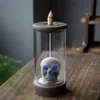 Quemador de incienso de reflujo LED de cerámica, decoración creativa para el hogar, Calavera, Calabaza, cascada, soporte para conos de incienso con cubierta a prueba de viento 314y