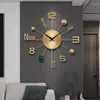 Väggklockor metall digital klocka modern design mode stor enkel kreativ lyx kinesisk vardagsrum horloge heminredning