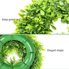 Flores decorativas 11" guirlanda de buxo sintético folhas verdes artificiais para porta da frente pendurar na parede janela festa de casamento decoração de primavera 1 peça