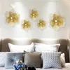 Wall Stickers Modern Wrought Iron Gold Flowers Hanging Ornaments Livingroom Bedroom Mural Crafts Porch Aisle Sticker Decoration