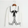 713 2023 Runway Spring Brand SAme Style Sweater Striped Long Sleeve Lapel Neck White Black Khaki Cardigan Fashion Clothes High Quality Womens DL