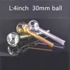 Atacado 4 polegadas colorido mão fumar cachimbo 30mm bola grossa tubo de vidro queimador de óleo tubos tabaco cigarro óleo unhas pirex tubo de vidro preço mais barato