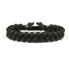 Bracelet Homme Double Beaded 6mm Matte Agate & Black Onyx Natural Stone Beads Macrame Friendship Bracelet Nice Gift Top Quality274B