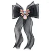 Brooches Korean Pearl Ribbon Bow Tie For Women Black Fabric Bowknot Lapel Pins Female Shirt Collar Luxulry Jewelry Accessories