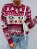 Kadın Sweaters Fitshinling 2021 Kış Çirkin Sweater Noel Ağaçları Geyik Kar Tanesi Kırmızı Jumper Moda İnce Noel Pull Femme Jersey Yeni L230718