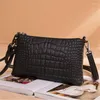Evening Bags Leather Oblique Span Bag Female 2023 Fashion Crocodile Veins Handbag Light Simple Shoulder Small
