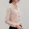 Blusas femininas fashion slim camisa de botão manga longa coreana roupa de trabalho formal casual versátil chiffon