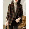 Abiti da donna Autunno Inverno Blazer di lana a quadri Donna Coreano Moda Allentato Ispessito Lavoro Ufficio Cappotto da donna Giacche casual Wo