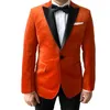 Men's Suits & Blazers Wedding Tuxedo Orange Velvet Suit Jacket Hand Made Tailored Customerd Kingsman Style271z