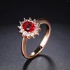 Wedding Rings CANPEL Classic Red Crystal For Women Bridal Beautiful Rose Gold Color Zirconia Engagement Ring Fashion Jewelry