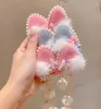 Acessórios para o cabelo Moda Meninas Pêlo Falso Pom Bola Presilha Orelha Pompom Gancho De Cabelo Vintage Chinês Hanfu Cosplay Festa Alfinete