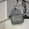 Cinture Catena di perle in metallo Strass scintillanti Mini borsa Cintura da donna Fiore di camelia Accessori per portamonete