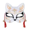 أنيمي شيطان سلاير قناع فوكس القناع الياباني المرسومة يدويًا نصف الوجه مهرجان مهرجان مهرجان Kabuki Kitsune Masks Cosplay Prop BH8602