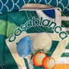 Mens Tracksuits 23SS Casablanca Shirts Table Tennis Orange Print Color Block Kort ärmar Toppar 3xl Casual Hawaiian Shirt for Men Women 230717