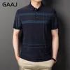 Polos Masculinos Marca GAAJ Camisa Polo Masculina Negócios Listrado Tshirt Tops Camiseta Casual Fit Regular Tee Social Poloshirt Moda Masculina Roupas Elegantes 230718