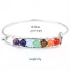 Metal Wire Wrapped Semi-precious Stone Bangle Bracelet With 7 Color Chakra Energy Factory Jewelry Charm Bracelets3276
