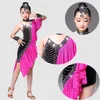 Scene Wear Pink Girl Professional Ballroom Latin Salsa Dance Dress Competitions Costume Sequin Dancing Outfits For Kid