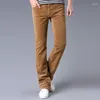 Men's Pants Classic Autumn Spring Vintage Skinny Casual Corduroy Flared For Men Daily Bell Bottom Boot Cut Leg Trousers Green 2023