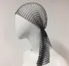 Bandanas Durag Mesh Belly Dance Cap Rave Party Decoration Head Wrap Nightclub Crystal Fishnet Turban Kerchiefs 20pcslot 230717