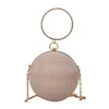 Kvällspåsar Cirkulär ring Portable Metal Sliver Round Ball Handväskor för läppstift Elegant Luxury Clutch Purse Wedding Walls 230718