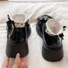 Plataforma de vestido rimocy chunky Mary 908 Jane for Women Patent Leather Lace Ankle Strap Bombas Mulher Autumn White Lolita Sapatos Y2K 2 19