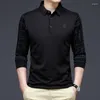 Polos Polos Men Cloth THIRT THIRT LONG SLITR ISPISH BUSINESS Casual Slim-Down Kołnierz Geometryczny wzór Tshirt Ubranie