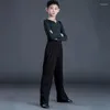 Abbigliamento da palcoscenico Costume da ballo latino per bambini Set da esibizione Pantaloni da allenamento standard per ragazzi