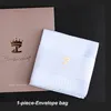 Handkerchiefs Fast Delivery Women and Men Solid White Hankies Soft Cotton Handkerchiefs with Gift Bag Box Package 230717