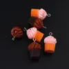 Charms 5 stks veel Chocolade Cake Crème Hars Voor Oorbel Bevindingen 3D Charm Voedsel Eardrop Keychian Hanger Sieraden Accessory2073