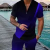 Hommes survêtements été plage à manches courtes t-shirt sweat deux pièces hommes taille haute haut ample pantalon à cinq points ensemble 230718