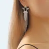 Dingle örhängen 2023 elegant fem spetsiga stjärna fransar långa smycken för kvinnor personlighet sexig mode kvinnlig strandtillbehör