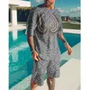 Survêtements pour hommes été Sportswear hommes deux pièces couleur tache impression 3D décontracté à manches courtes Tshirtmens shorts 230718