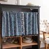 Curtain Bohemian Style Blue Geometric Printing Half Small Window 1Pcs Dustproof Home Deco