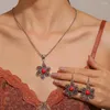 Conjunto de collar y pendientes, colgante de girasol hueco Vintage, joyería para mujer, boda, novia, elegante, regalo de fiesta de Navidad, venta al por mayor