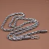 Chains Solid 925 Sterling Silver Necklace 4.5mm Rope Link Chain 23.6inch For Men Strong