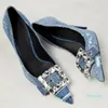 shoes Crystal-Embellished Denim high heels Square buckle Pumps for women 105mm Luxurys Designers Dress shoe Evening heeled factory footwear with box