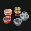 Clear Plastic Jello Shot Cup Containers med SNAP på läcksäkra lock Jello Shooter Shot Cups Compact Food Storage för Portion Control S BDOJ