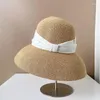 Chapeaux à bord large du canton de mode japonais Hat de paille pour femmes Summer Soleil Soleil extérieur seau de luxe de haute qualité