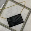 Bolso de diseñador para mujer bolso bandolera bolso de hombro moda bolsos de cuero genuino billetera de cadena bolso de tarjeta negro bolso de solapa de mujer cadena de plata dorada bolso de teléfono con letra Y