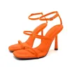 Dress Shoes Designer Women Heels Lace-up Sexy Sandals Luxury Pointed Toe High Heels Orange Ankle Strap Party Wedding Shoes Ladies 230717