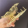 Hårklipp Elegant fjärilsklipp Luxury Pearl Crystal Pins for Women Party Daily Wear Vintage Golden Grips Barrettes